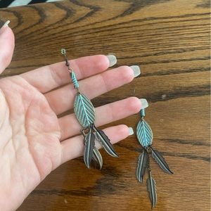 Turquoise feather earrings